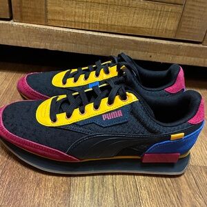 Puma Men's Black, Yellow, Blue and Red Sneakers
